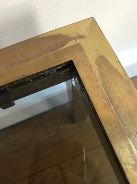 Low table smoked glass and brass