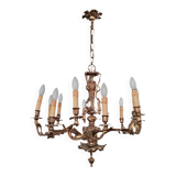 Lampadario in bronzo a 12 luci in stile Luigi XVI