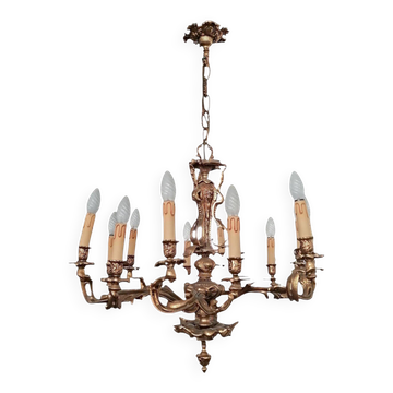 Lampadaire en bronze à 12 lumières de style Luigi XVI