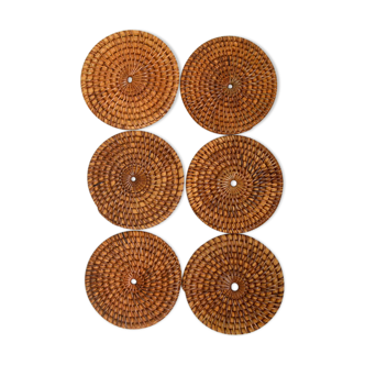 6 rattan coasters