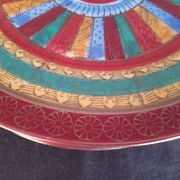 6 Japanese porcelain dessert plates with geometric decoration and men's heads