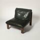Sling chair in wood and green leather, germany, 1970s