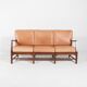 Mid-Century Danish Modern 3-seats sofa with cognac leather cushions