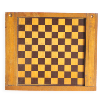 Antique wooden checkers and chess board, 1920s