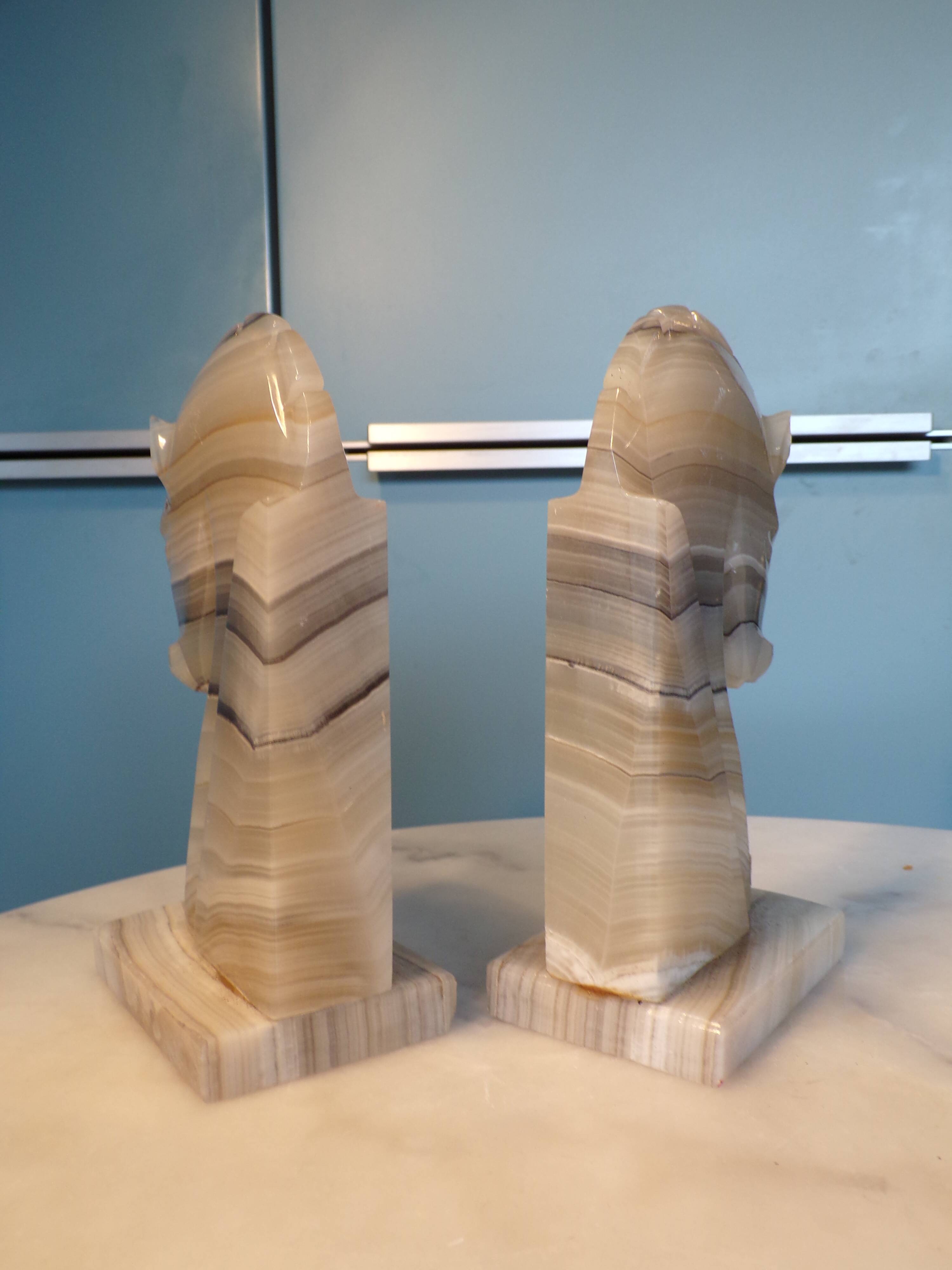 Pair of onyx horse head bookends