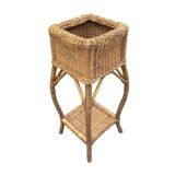 Vintage wicker and bamboo plant holder
