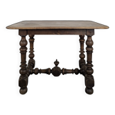 Louis XIII oak table with baluster legs and H stretcher.