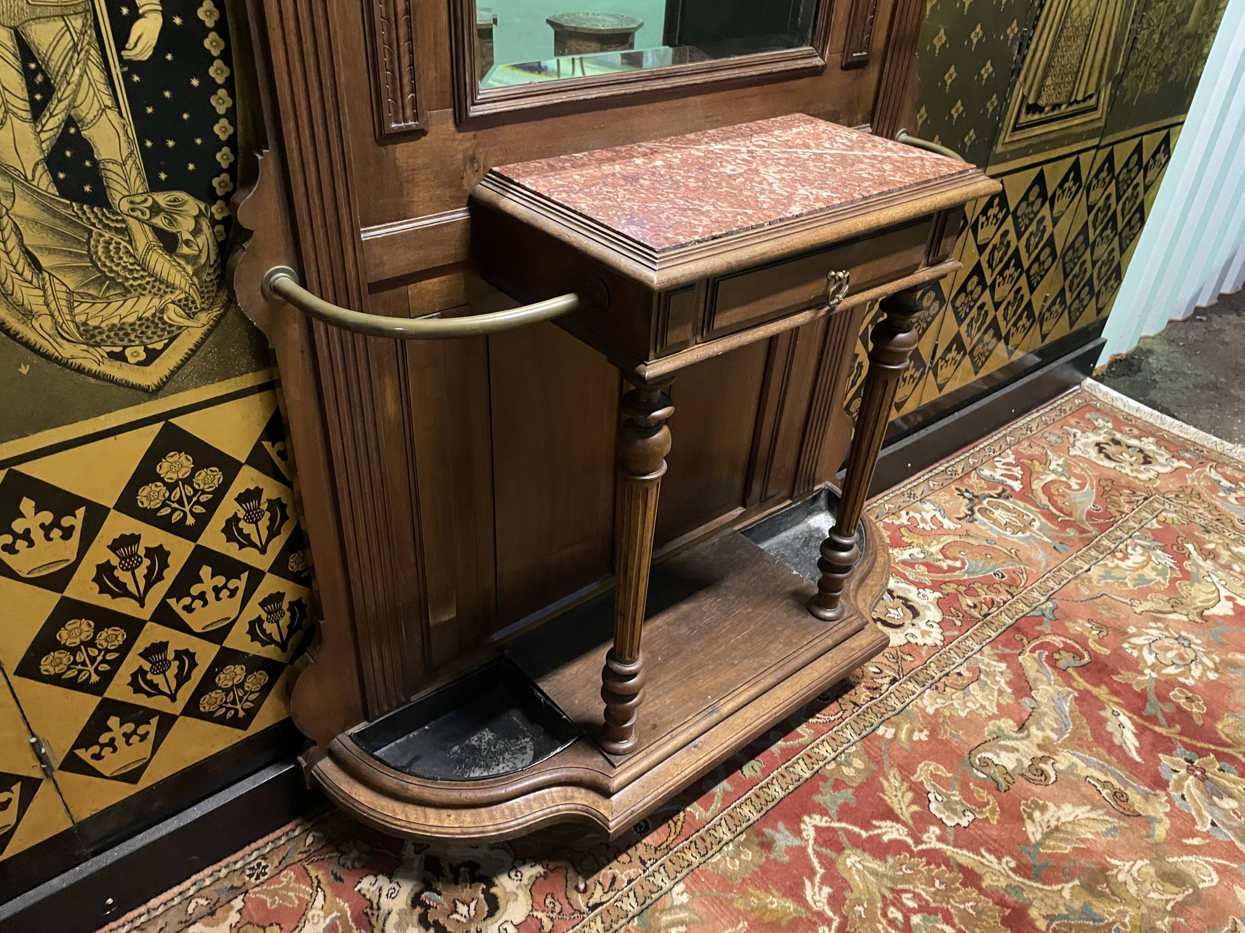 Napoleon III Walnut Coat Rack / Cloakroom