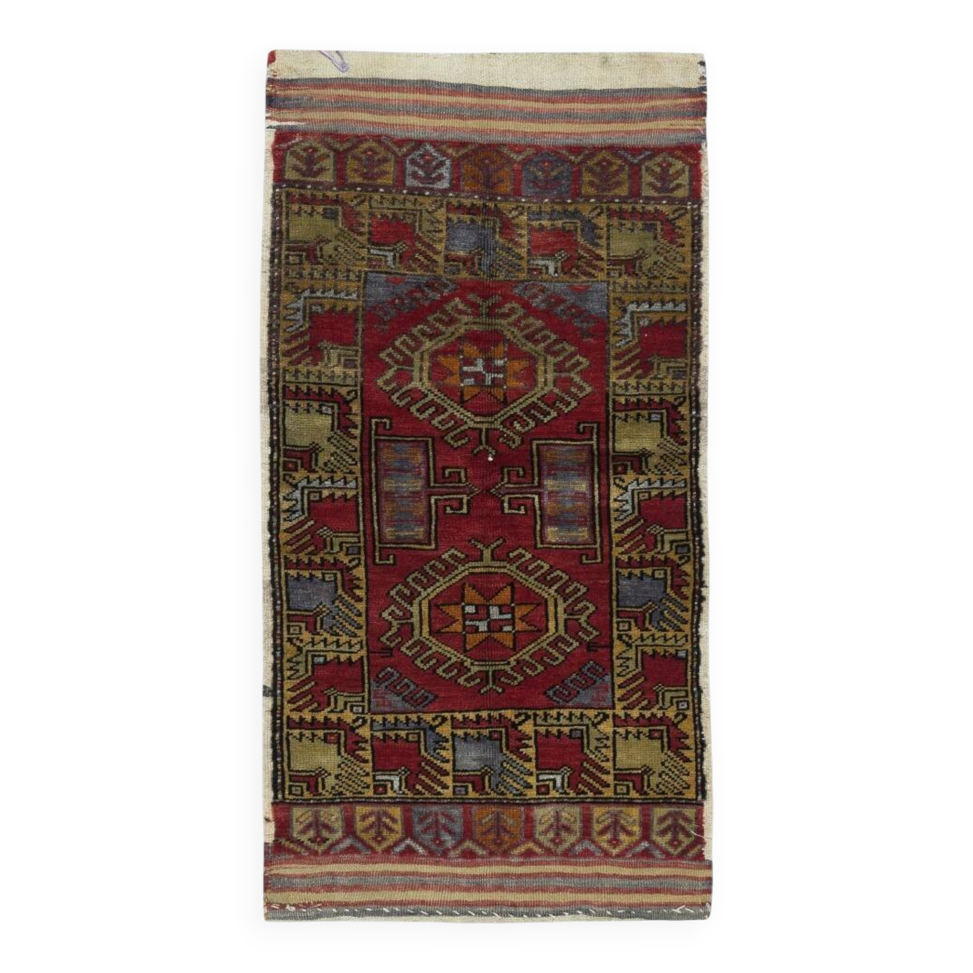 Vintage Scatter Rug, Dark Red Turkish Accent Rug, Door Mat, Handmade Bat Mat, Kitchen Rug