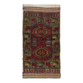 Tapis éparpillé vintage, tapis d'accent turc rouge foncé, paillasson, tapis de bain fait main, tapis de cuisine