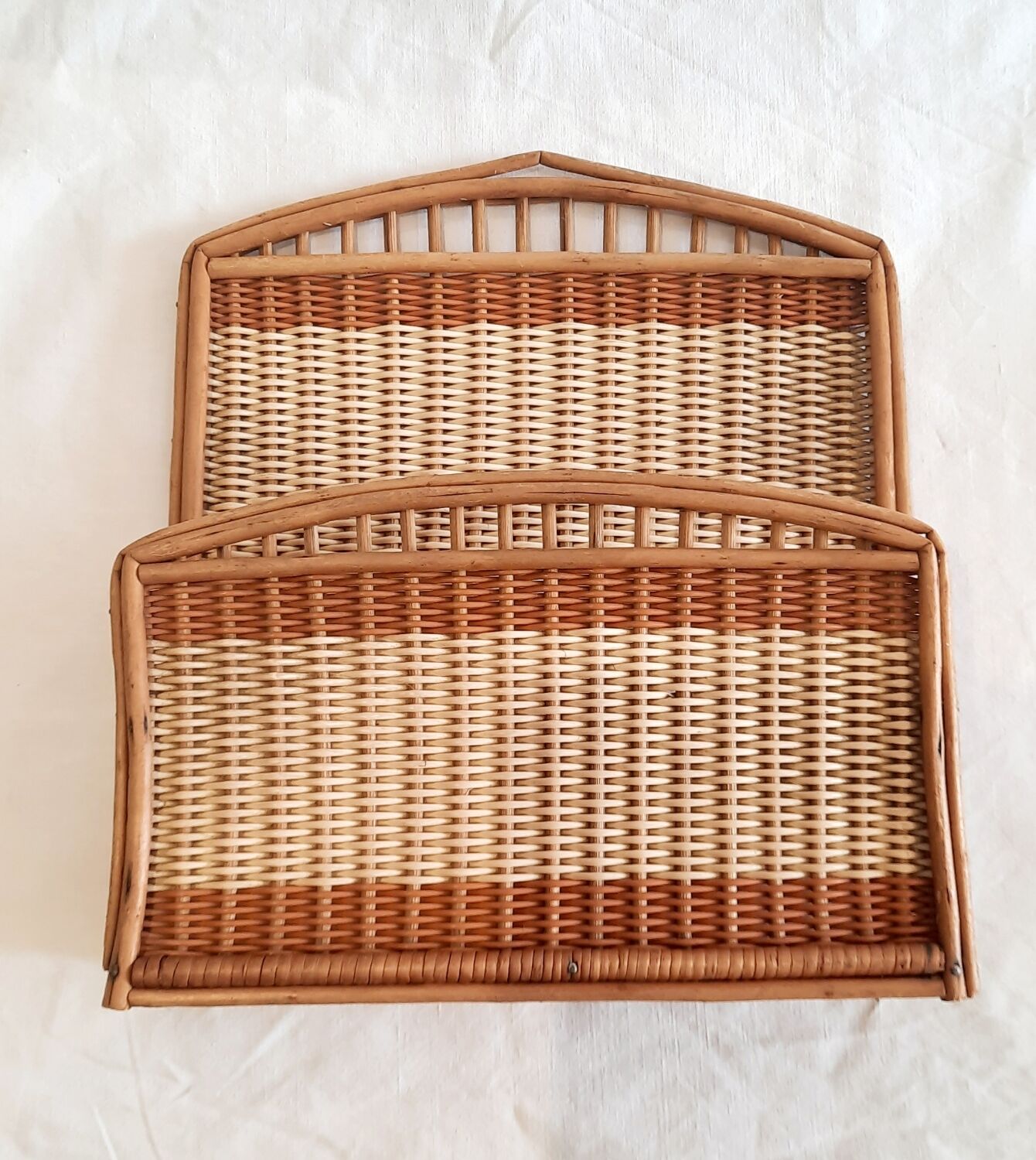Vintage wicker letter rack
