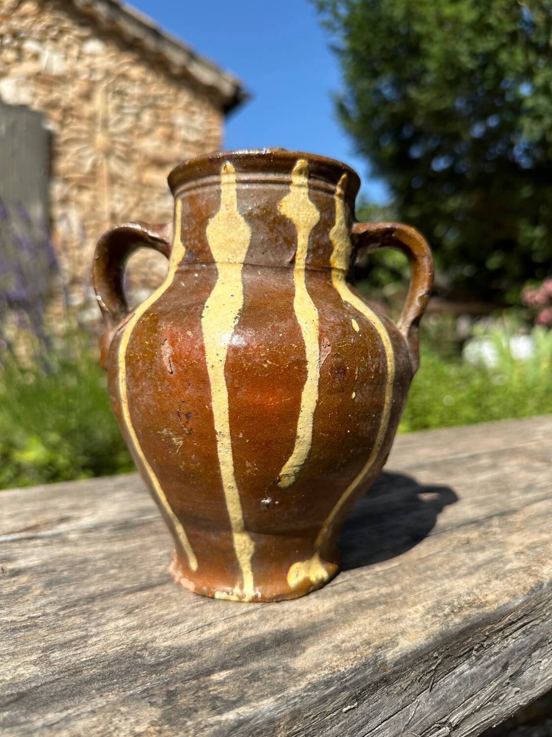 Ancient terracotta pottery jar