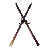 Paire d eskis vintage en bois L=198cm