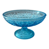 Bol ancien en verre, verre pressé turquoise, 19ème siècle