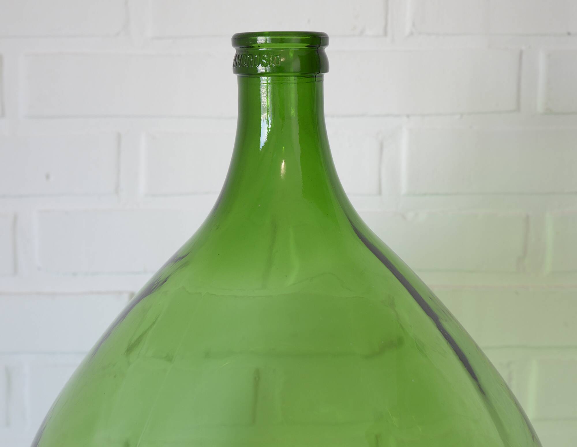 XXL demijohn / vintage clear green bottle / hand blown glass / floor vase