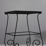 Vintage side table, wrought iron & ceramic tiles, 1950s design.