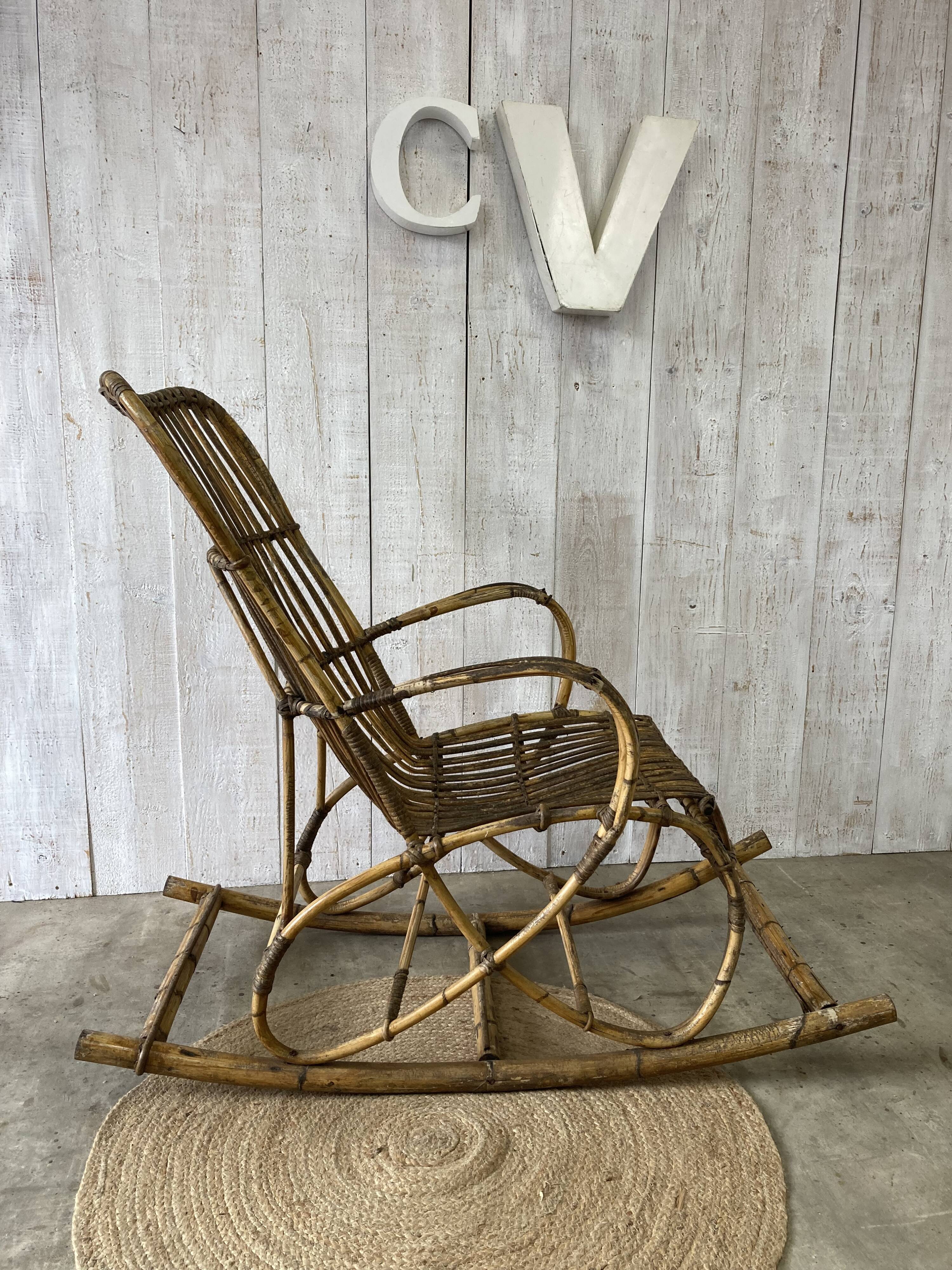 Vintage rattan rocking chair
