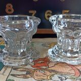 Pair of VMC candle holders in thick glass - Reims