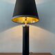 Vintage column lamp in leather and silver brass 60s-70s