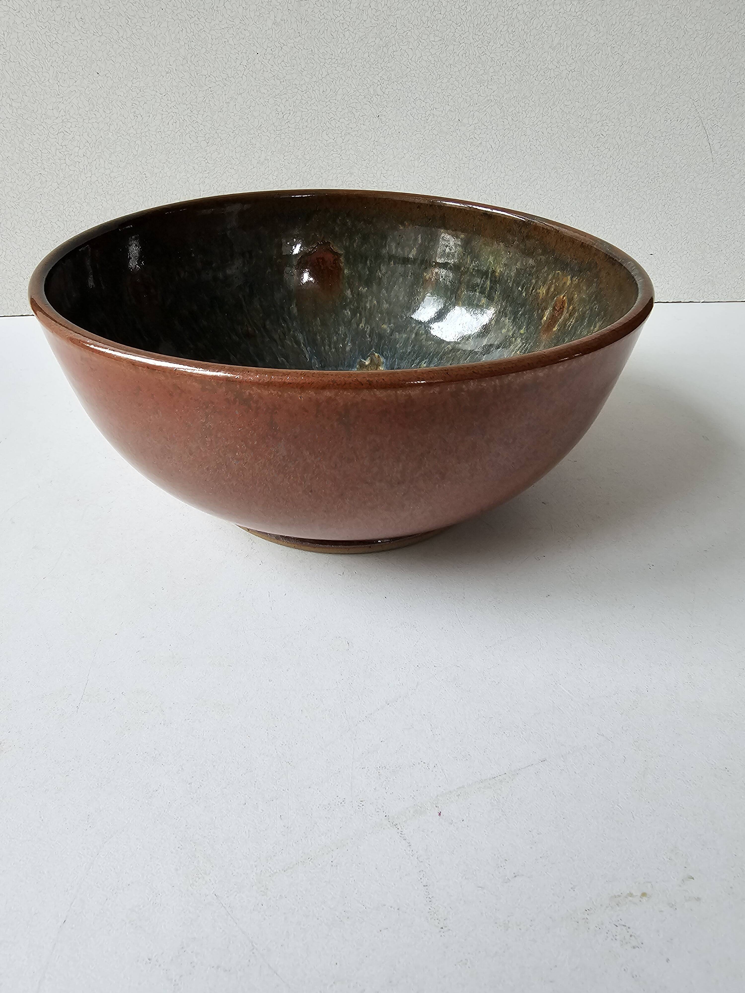Salad bowl - Glazed ceramic bowl Signed Alésia