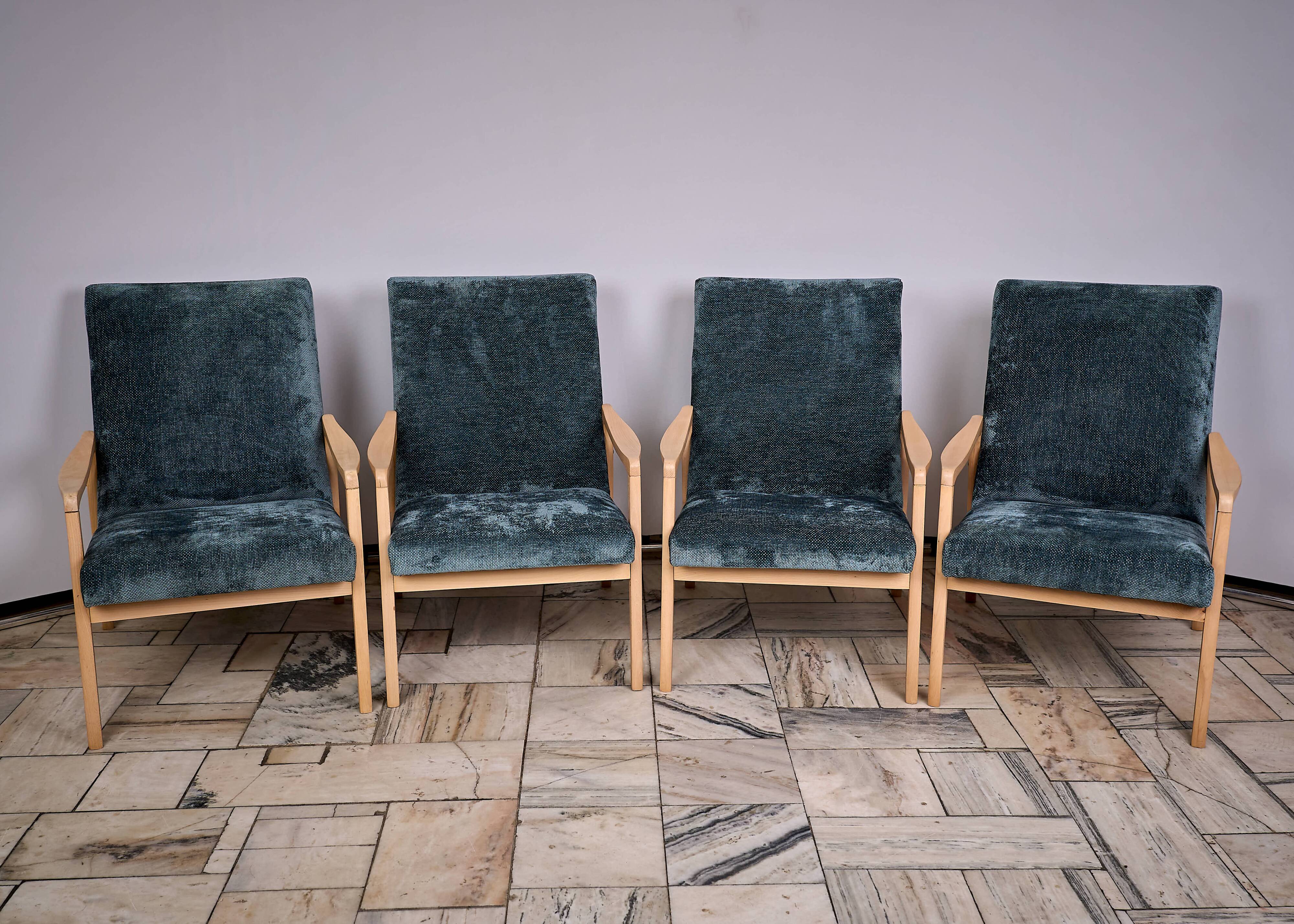 Set of 4 armchairs designed by J. Jiroutek, TON Czechoslovakia, 1960s
