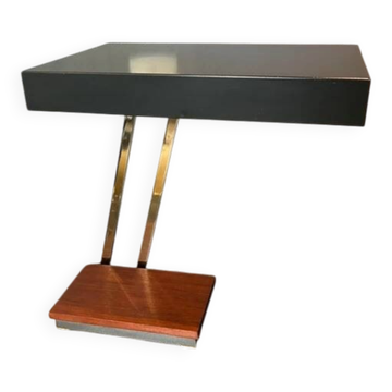 Lampe de bureau vintage Kaiser Leuchten XL 6875 en laiton et bois