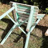 Set of 3 slatted wooden garden chairs