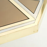 Console chrome laiton verre opalin noir de romeo rega 1970