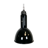 Industrial bauhaus black enamel pendant lamp, 1930s