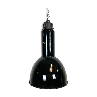Industrial bauhaus black enamel pendant lamp, 1930s