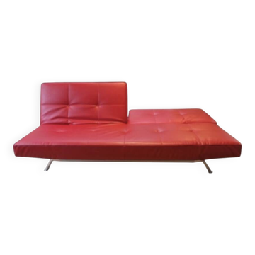 Red leather sofa