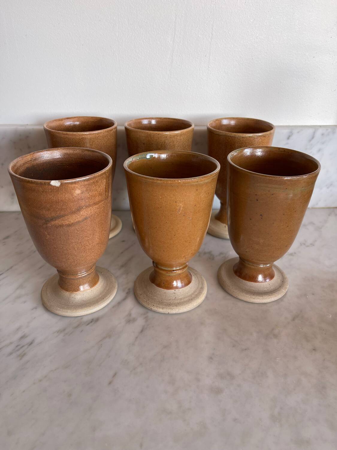 6 Mugs en grès français Arts Ceram Grand Feu 70’s
