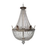 Large chandelier from the late 19th century in crystal and bronze.