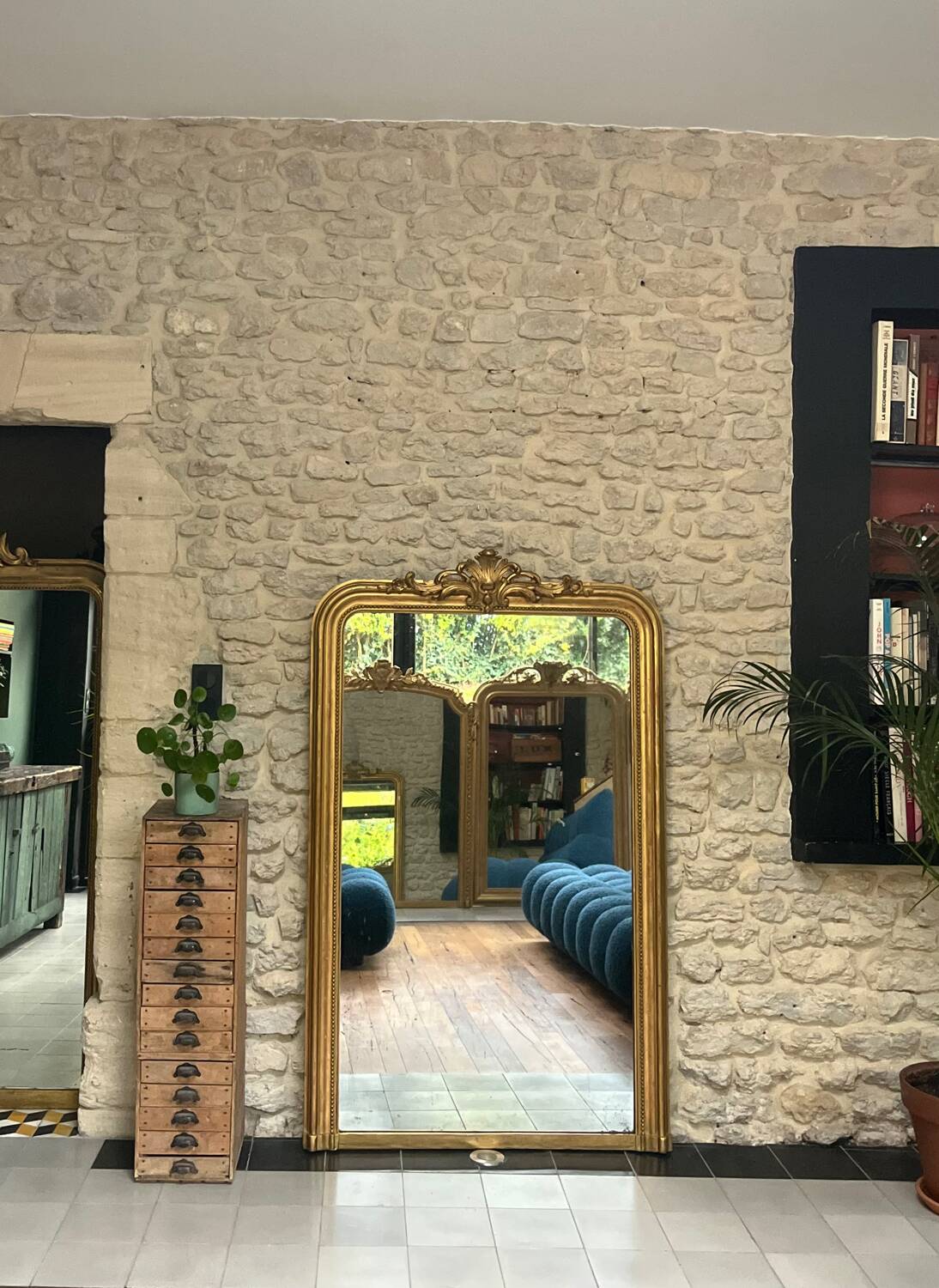 Louis-Philippe gilded fireplace mirror (trumeau style)