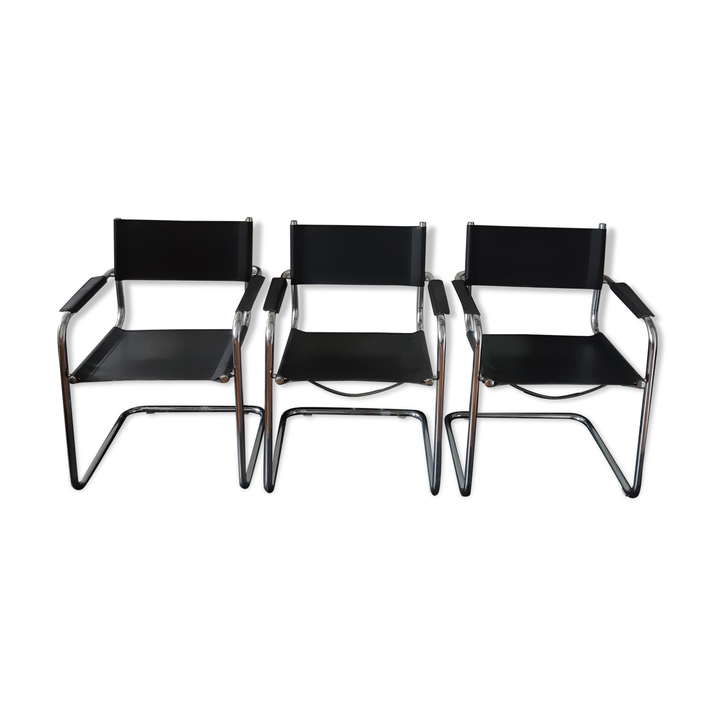 Lot of 3 vintage metal and skai armchairs