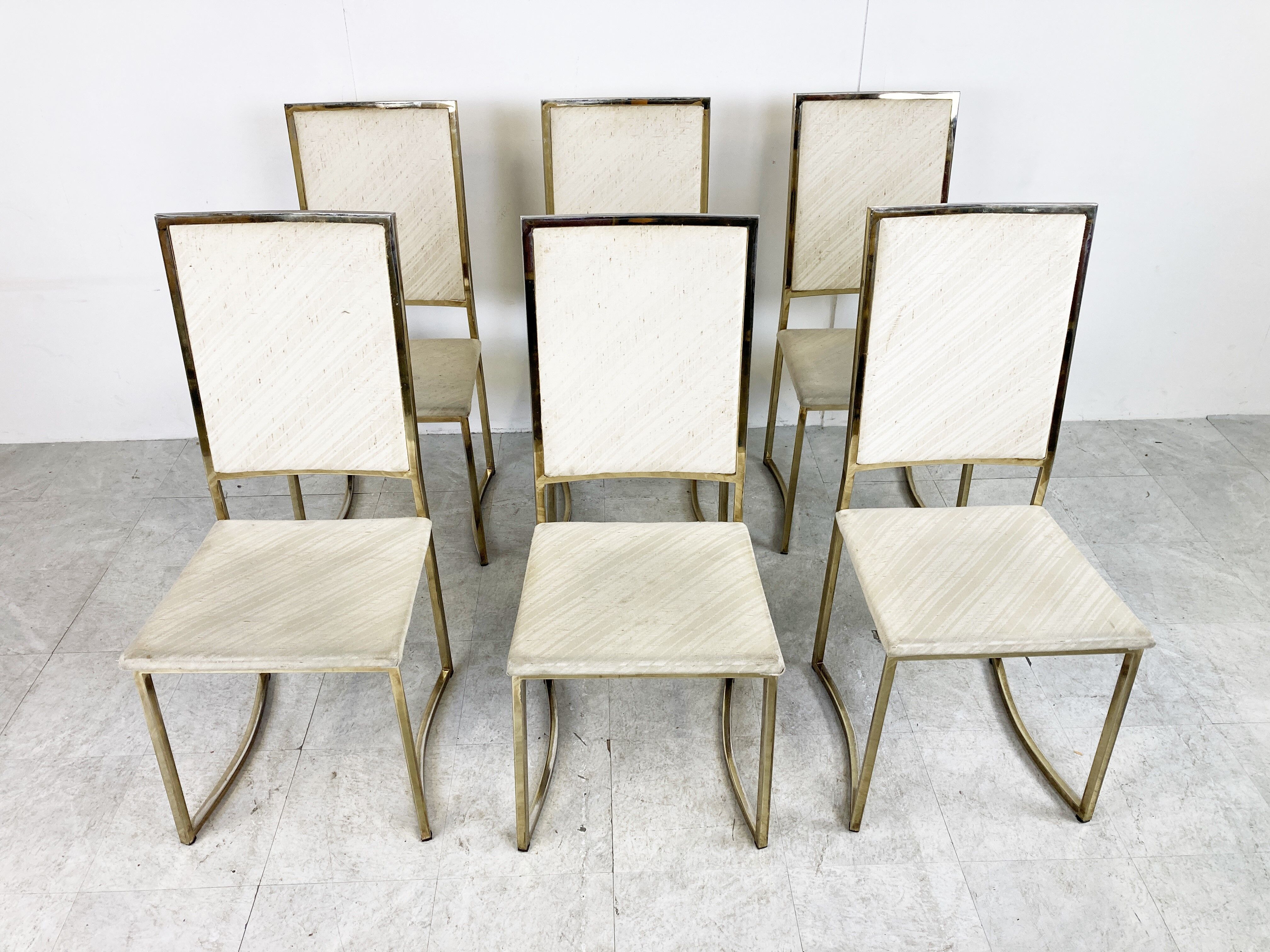 Vintage brass dining chairs by Belgo chrom, 1970s