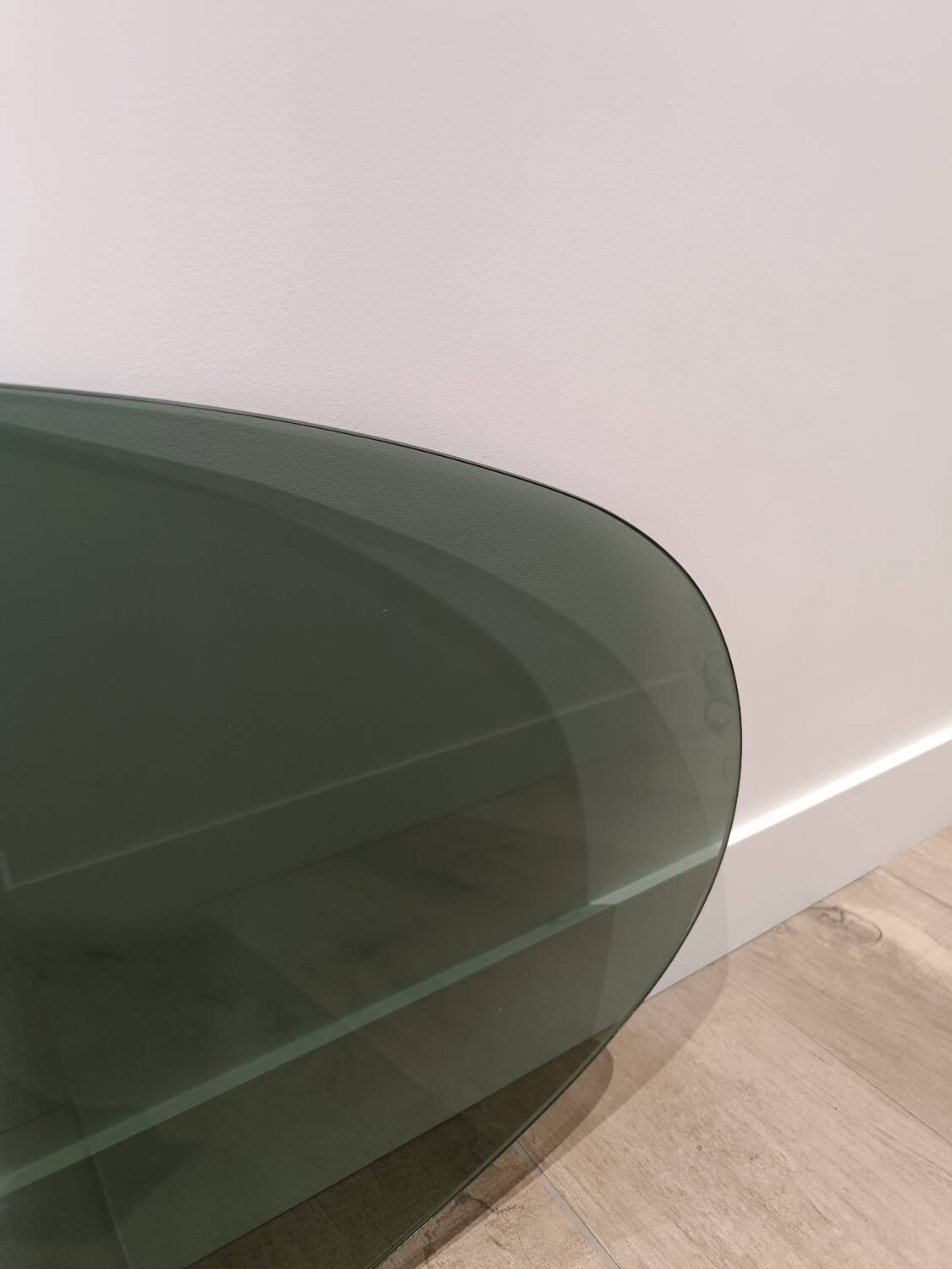 Vintage oval glass coffee table with chrome legs