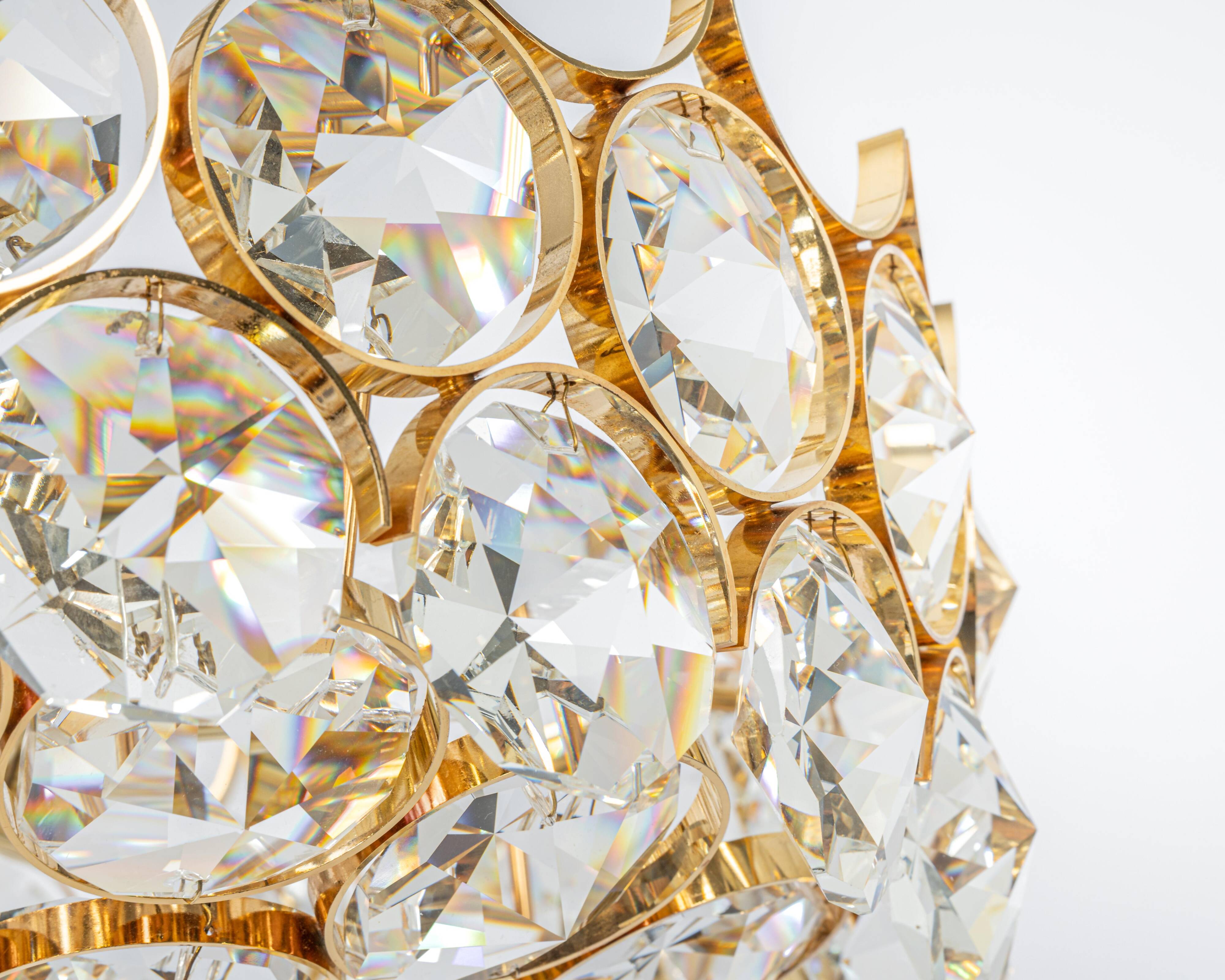 Golden brass chandelier, Sciolari design by Palwa, Germany, 1970s