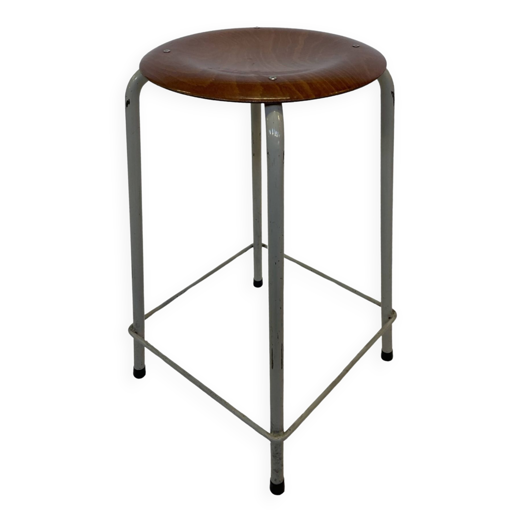 Vintage school stool, 1970s industrial design, Dutch minimalist