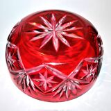 Saint-Louis Massenet cut crystal bowl lined with Raspberry Red OVERLAY