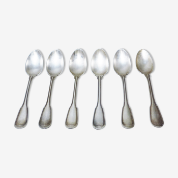 Set of six tablespoons with silver metal fillet