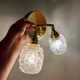 Double vintage tulip wall light in moulded glass.