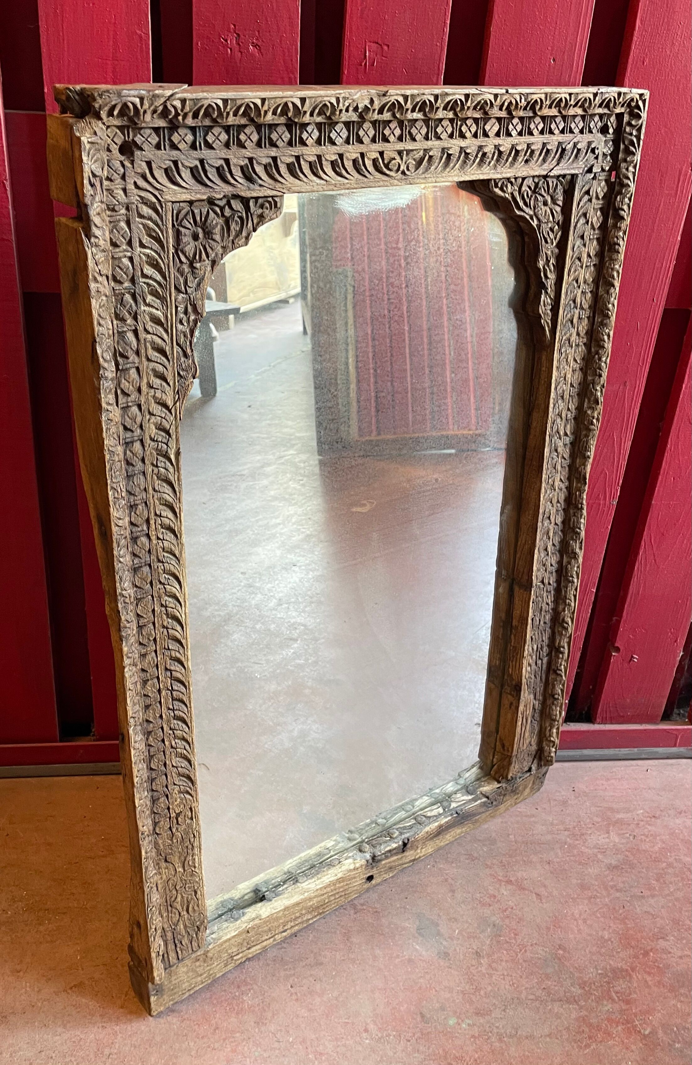 Miroir en bois de Teck 18éme, Inde Rajasthan