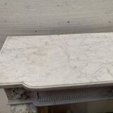 Louis XVI style fireplace in white Carrara marble, 19th century