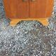 Pair of vintage bedside tables in blond and gilded oak from the 50s
