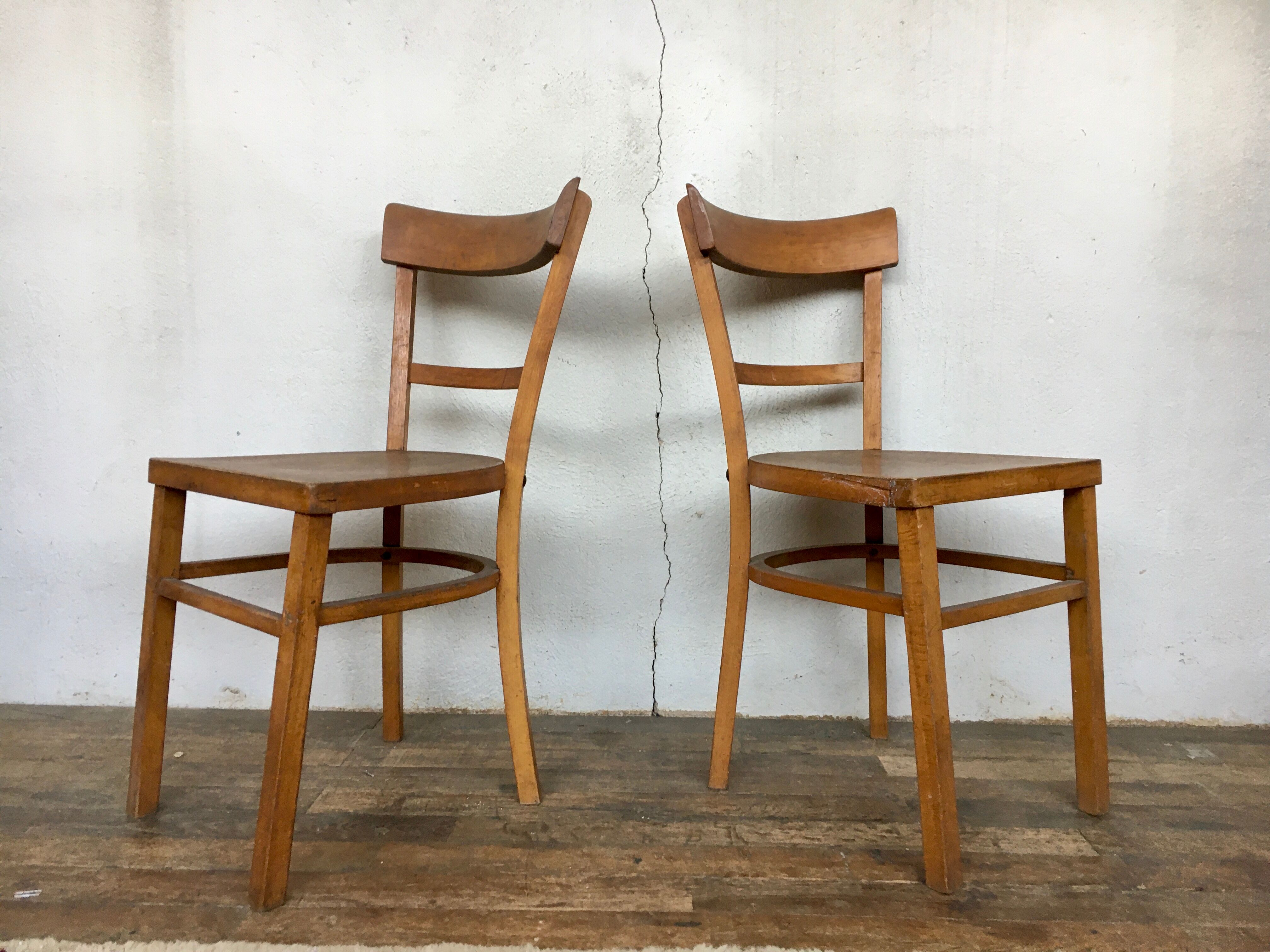 Paire de chaises bistrot troquet Fischel 1950