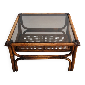 Table basse vintage bambou, - rotin