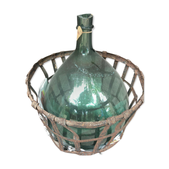 Demijohn blown glass circled with iron late 19th century