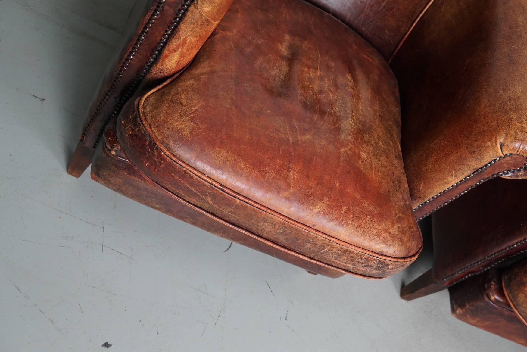 Fauteuil Club Vintage en Cuir Couleur Cognac, Pays-Bas, Set de 2