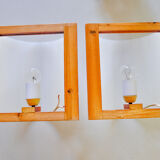 Pair of Mediterranean wall lamps, pine and methacrylate, 1980, Spain